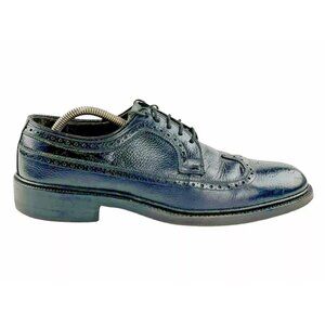 Weyenberg Mens Black Round‎ Toe Lace Up Comfort Wingtip Dress Shoes 7.5